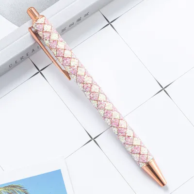 Cute Cartoon Metal Glitter Powder Ballpoint Pen - Press Type Bullet 1.0, Multicolor Stationery for Office Advertising Gifts
