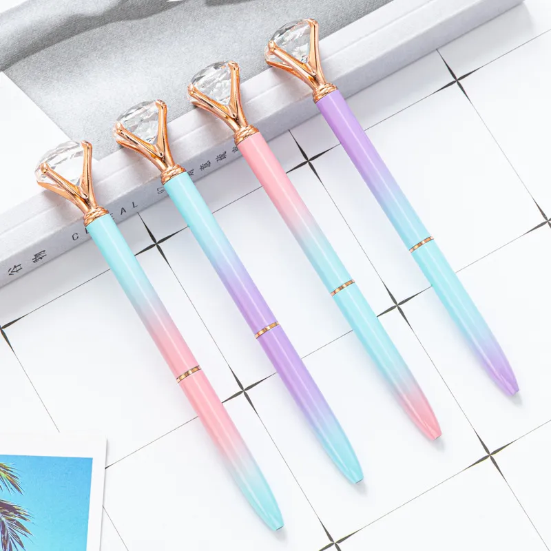 Office Gift Metal Crystal Gradient Diamond Ballpoint Pen Swirl 1.0mm