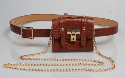 Women Fashion Waist Bag Belt Metal Chain Vintage Belt Bag