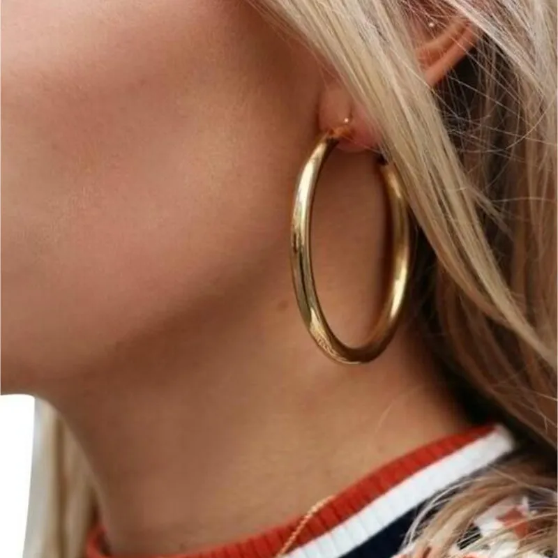 Wholesale Women Personality Big Circle Metal Hoop Earrings