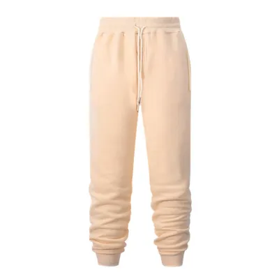 Men Autumn Winter Casual Solid Color Loose Lace Up Sports Pants