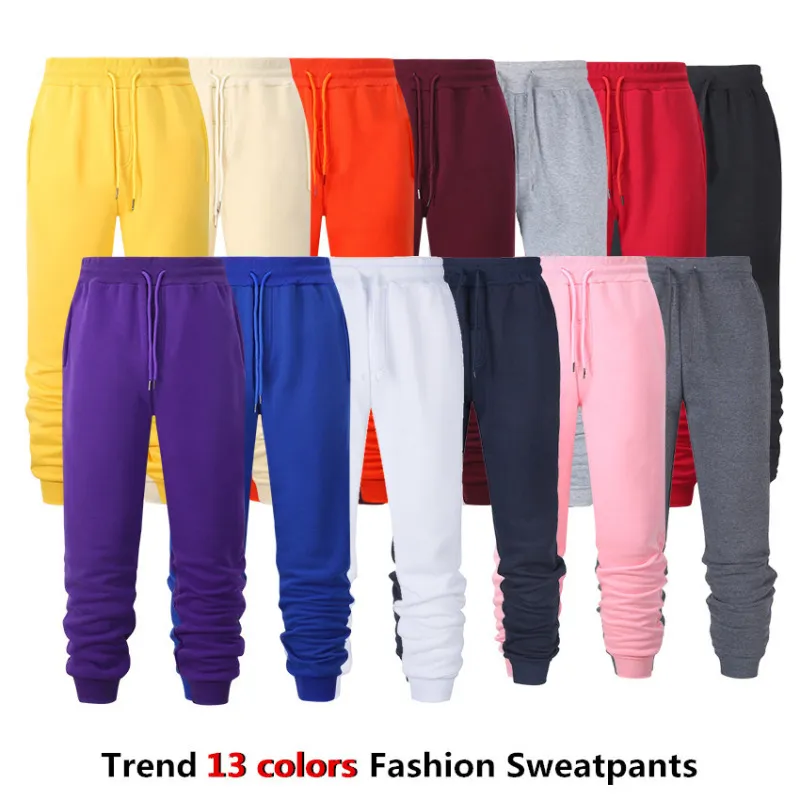 Men Autumn Winter Casual Solid Color Loose Lace Up Sports Pants