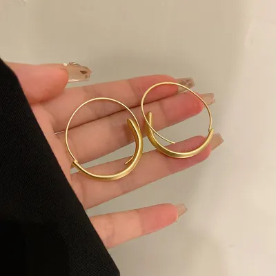 Wholesale Women Simple Silver Needle Metal Geometric Earrings