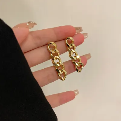 Wholesale Women Simple Silver Needle Metal Geometric Earrings