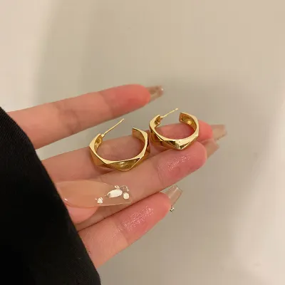 Wholesale Women Simple Silver Needle Metal Geometric Earrings