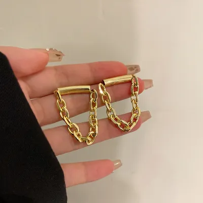 Wholesale Women Simple Silver Needle Metal Geometric Earrings