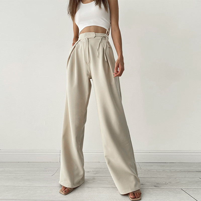 【WOOHWA】LOW RISE AUTUMN SLACKS Generic Men's Autumn Straight Suit Pants Loose Casual High