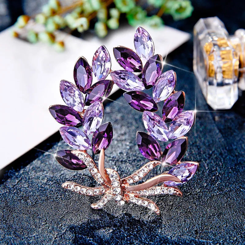Wholesale Women Fashion Crystal Bauhinia Bouquet Brooch