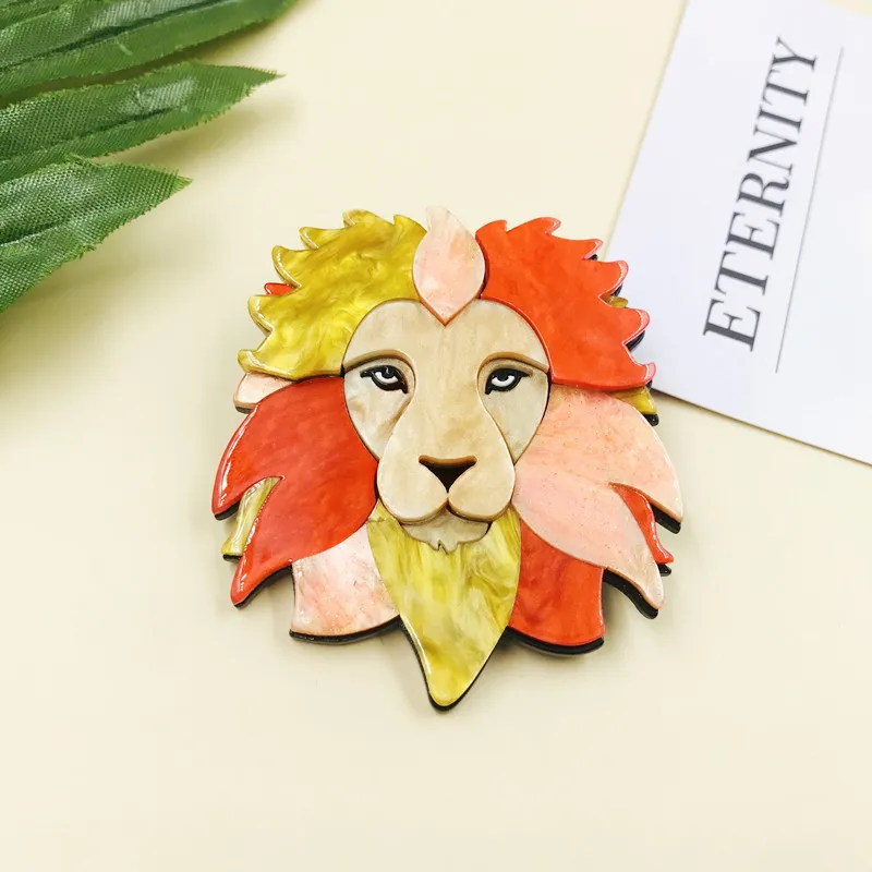 Wholesale Cute Cartoon Lion Acrylic Brooch Unisex