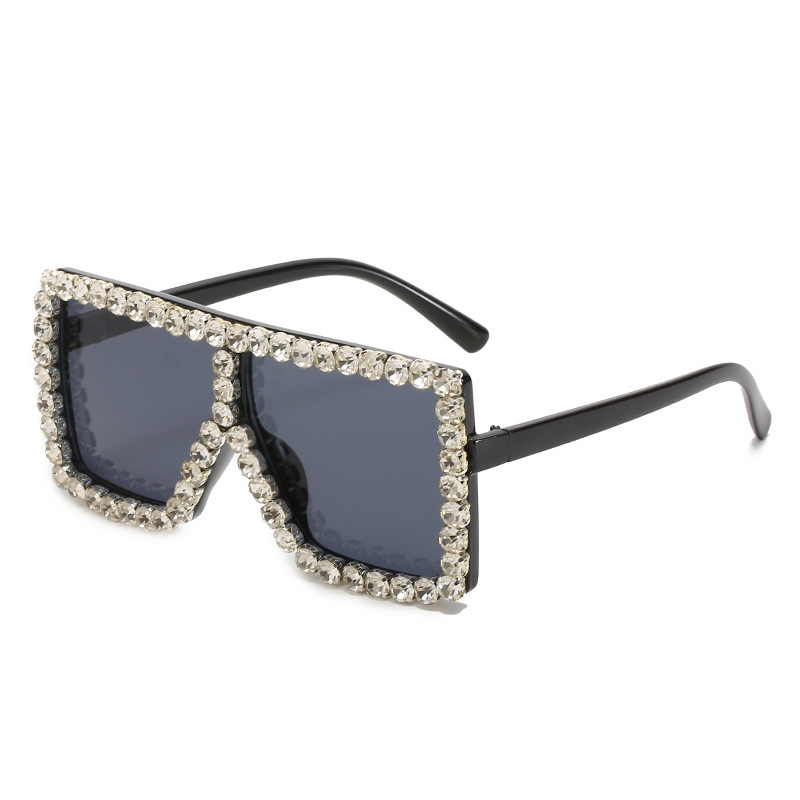 Wholesale Women Fashion Two Tone Rhinestone Square Sunglasses