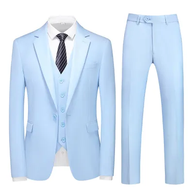 Men Fashion Classic Solid Plus Size Three-Piece Wedding Suit Set