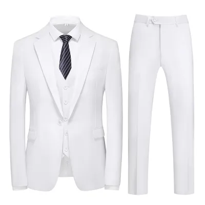 Men Fashion Classic Solid Plus Size Three-Piece Wedding Suit Set