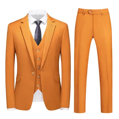 Men Fashion Classic Solid Plus Size Three-Piece Wedding Suit Set