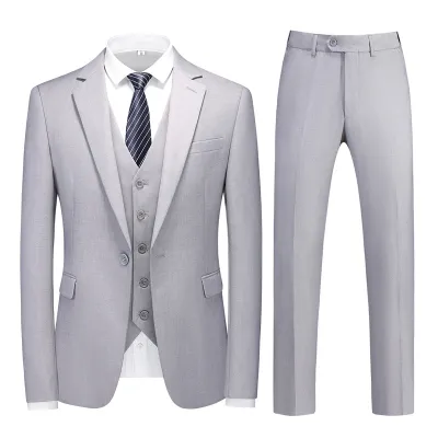 Men Fashion Classic Solid Plus Size Three-Piece Wedding Suit Set