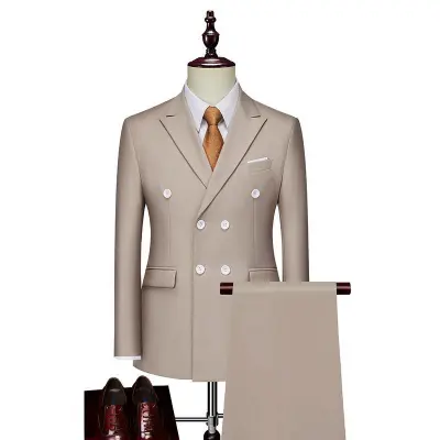 Men Wedding Solid Color Plus Size Slim Fit Formal Blazers and Pants 2 Pcs Set