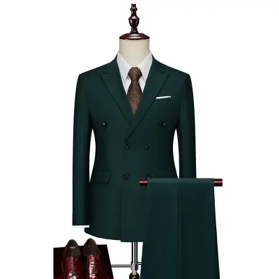 Men Wedding Solid Color Plus Size Slim Fit Formal Blazers and Pants 2 Pcs Set