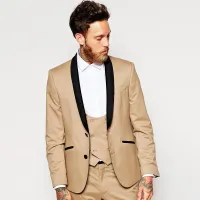 Men Elegant Champagne Formal Blazers And Vests And Pants Three-Piece Suit Set