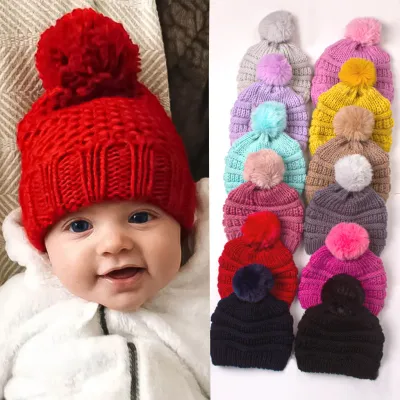 Toddlers Newborn Baby Girls Boys Solid Color Knitted Turban Cap