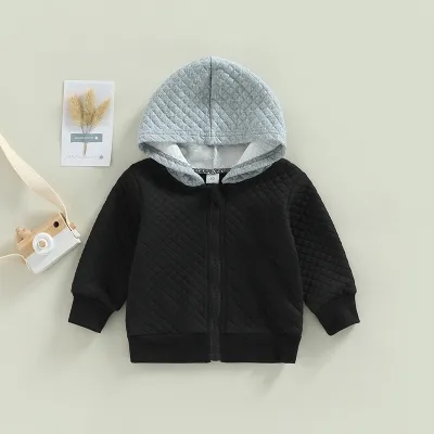 Toddlers Newborn Baby Boys Cotton Long Sleeves Hooded Jacket Solid Color Unisex