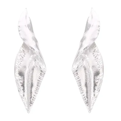 Exaggerated Plated Metal Leaf Earrings
