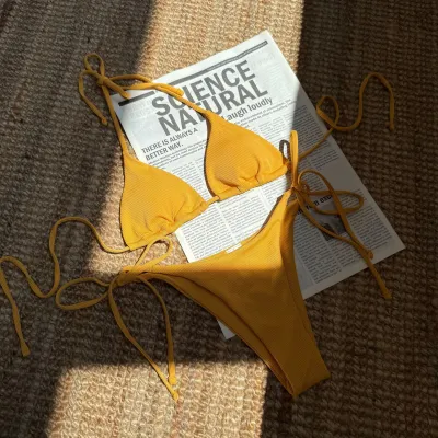 Women Sexy Solid Color Basic Halter Neck Bikini Swimsuit