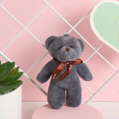 Bow Tie Little Bear Doll Pendant Plush Toy Keychain for Kids