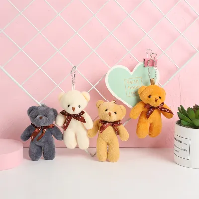 Bow Tie Little Bear Doll Pendant Plush Toy Keychain for Kids