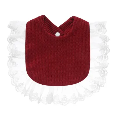 Toddlers Newborn Baby Lace Bib Burp Cloth Pure Cotton Unisex Solid Color