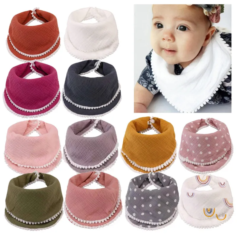 Toddlers Newborn Baby Handkerchief Bib Burp Cloth 31*31cm Pure Cotton Unisex Solid Color
