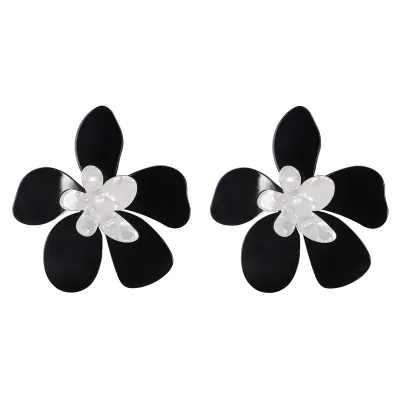 Exaggerated Glossy Acrylic Large Flower Earrings for Women