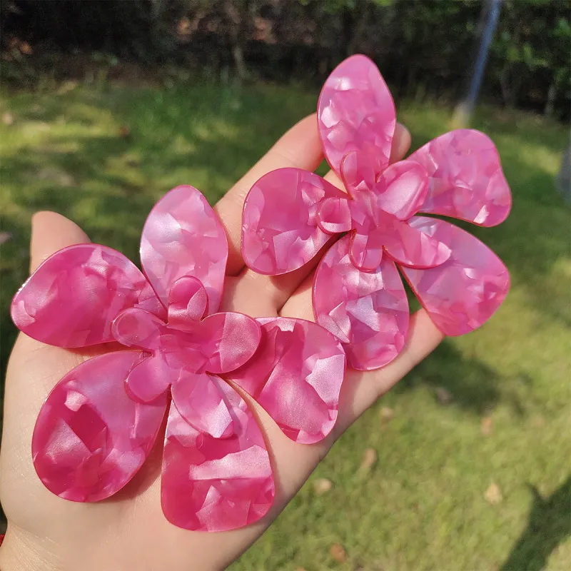 Exaggerated Glossy Acrylic Large Flower Earrings for Women