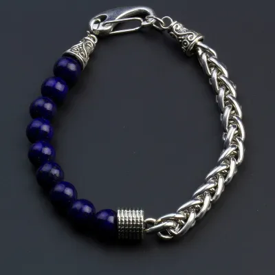 Wholesale Men Stainless Steel Tiger Stone Bracelet