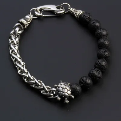 Wholesale Men Stainless Steel Tiger Stone Bracelet