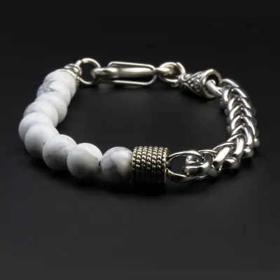 Wholesale Men Stainless Steel Tiger Stone Bracelet