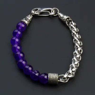 Wholesale Men Stainless Steel Tiger Stone Bracelet