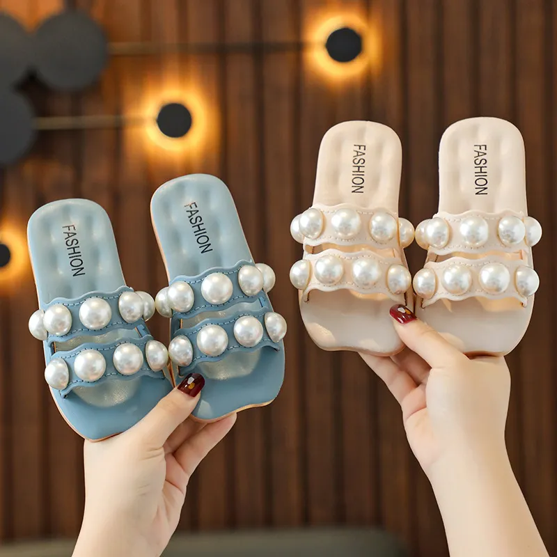 Children Kids Toddlers Girls Non-Slip Slippers Shoes Leisure PVC Sole Solid Color Floor