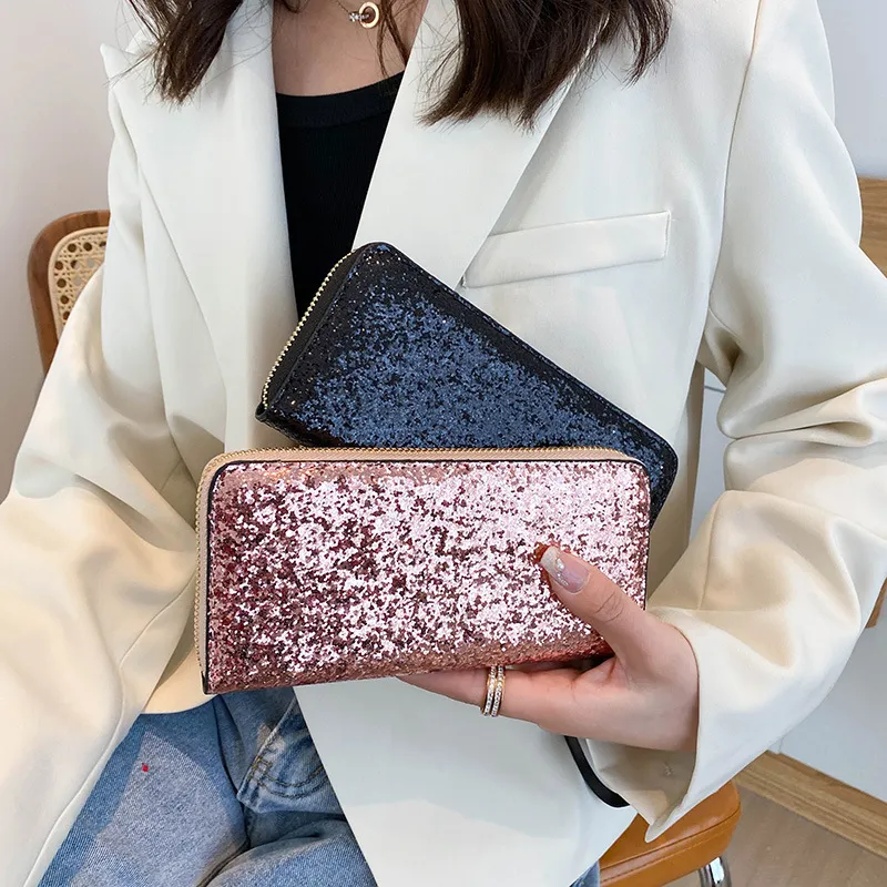 Feminine Fashion Sequin Mid Length Dinner Wallet Coin Purse