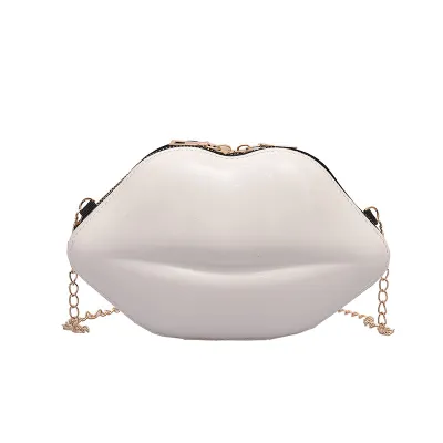 Women's Fashion Personality Lips Patent Leather Chain One Shoulder Crossbody Bag