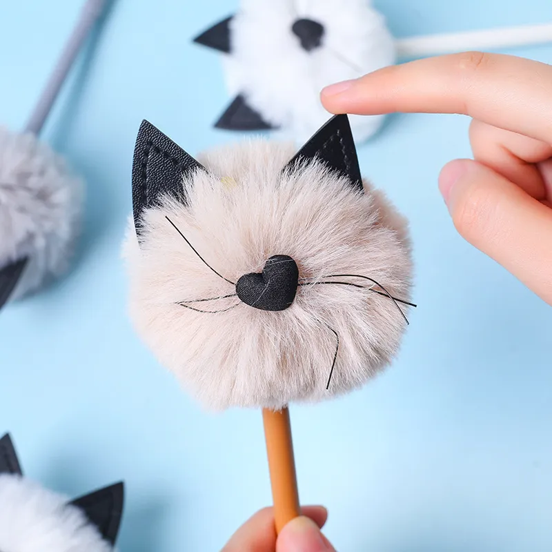 Cute Plush Cat Shape Gel Pen 0.5mm for Office Stationery ABS