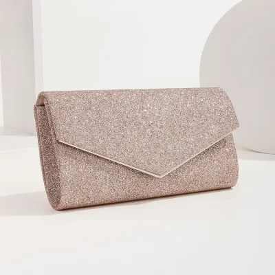 Women'S Fashion Thin Shimmer Envelope Dinner Bag Solid Color with Magnetic Buckle