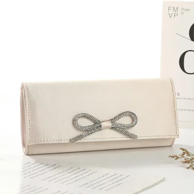 Women's Fashion Bow Temperament Solid Color Dinner Clutch Bag