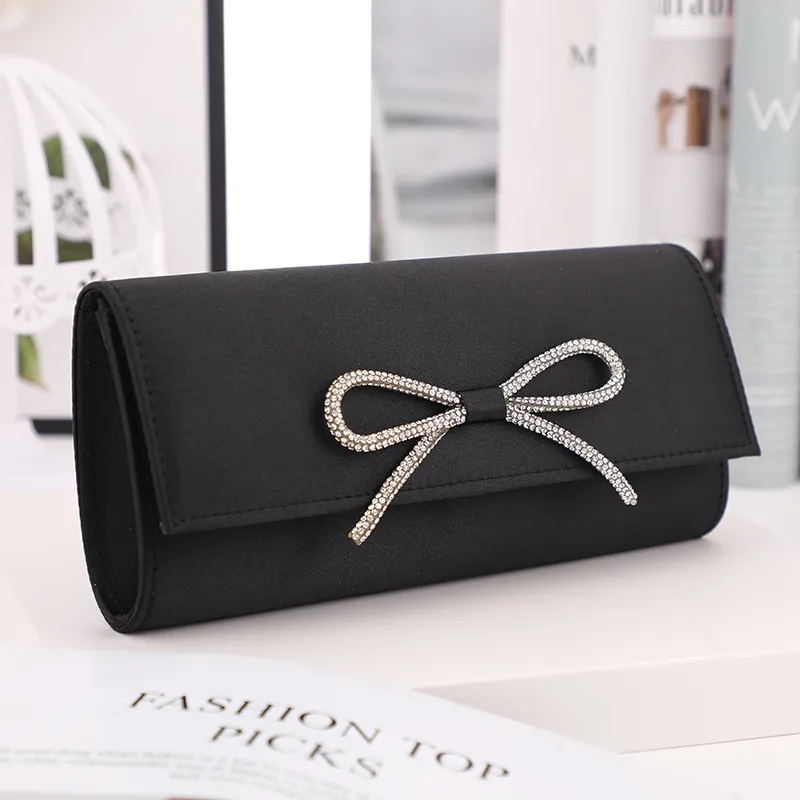 Women's Fashion Bow Temperament Solid Color Dinner Clutch Bag