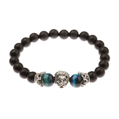 Wholesale Men's Fashion Crown Tiger Eye Stone Lion Beaded Bracelet