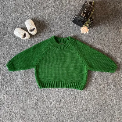 Unisex Kids Toddler Girls Boys Long-Sleeved Knitted Retro Pullover Cotton Sweater