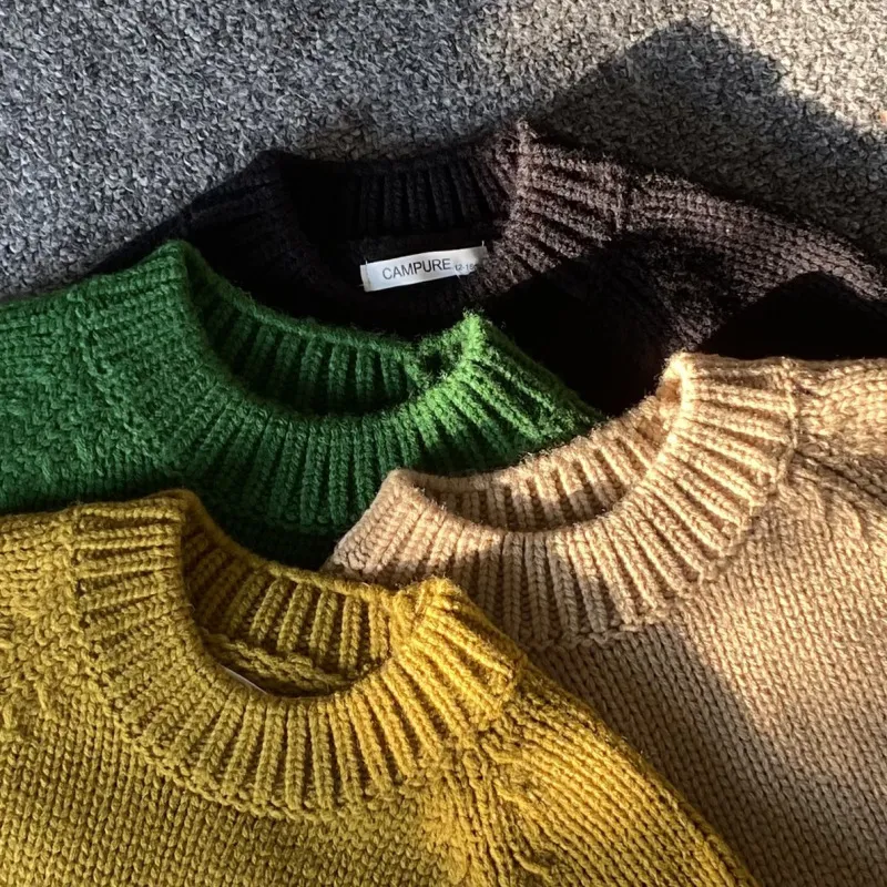 Unisex Kids Toddler Girls Boys Long-Sleeved Knitted Retro Pullover Cotton Sweater