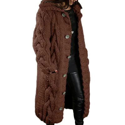 Women Plus Size Knitted Cardigan Jacket Winter Coat