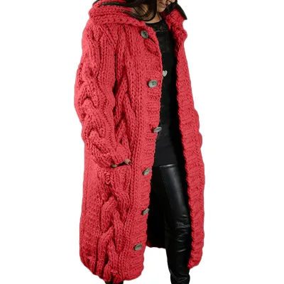 Women Plus Size Knitted Cardigan Jacket Winter Coat