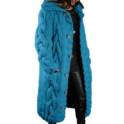 Women Plus Size Knitted Cardigan Jacket Winter Coat