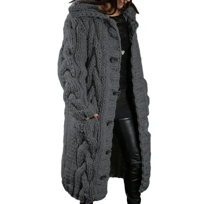 Women Plus Size Knitted Cardigan Jacket Winter Coat