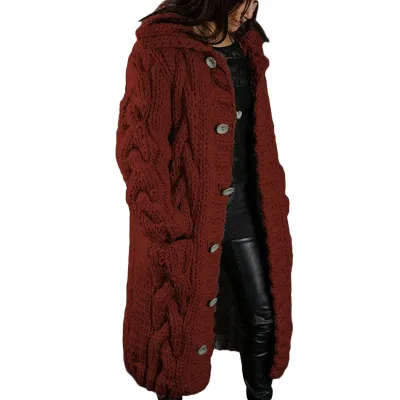 Women Plus Size Knitted Cardigan Jacket Winter Coat